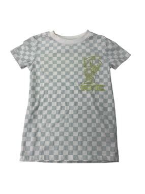 Sonic the Hedgehog Boys XS Gray White Neon Yellow Puff Paint Character Tee Shirt